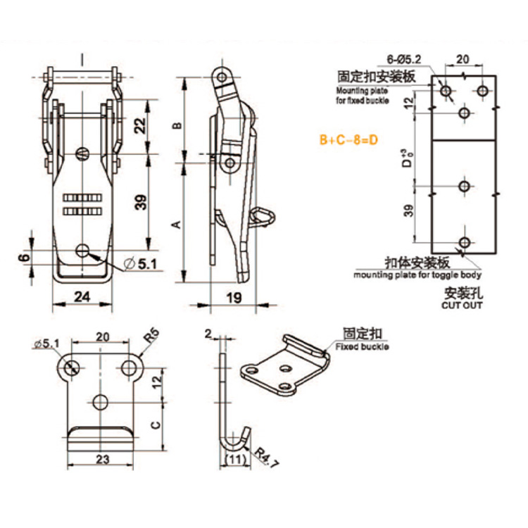 Mola de compressão de tração anti-tropeço Hasp-C9103-2