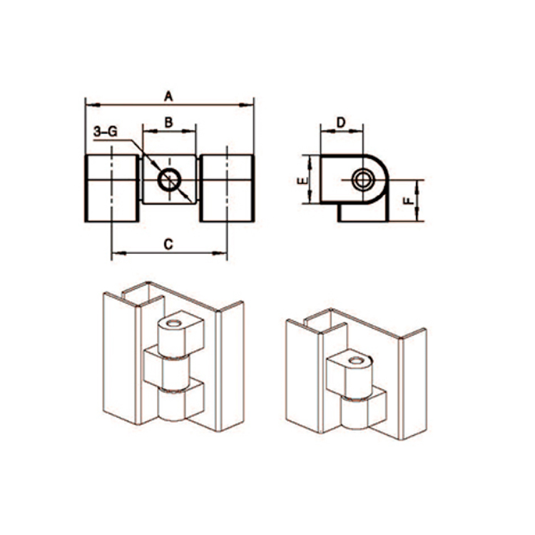 Dobradiça de instalação da escada da porta do quadro-B2209