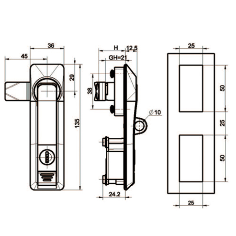 Pressione para abrir o Rocker Lock-A7151