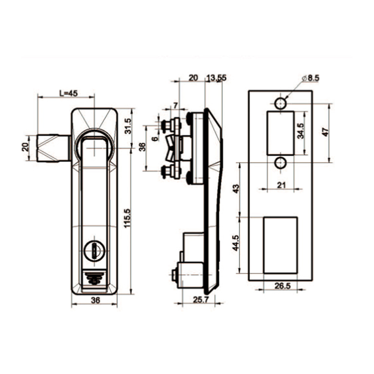 Pressione para abrir o Rocker Lock-A7152
