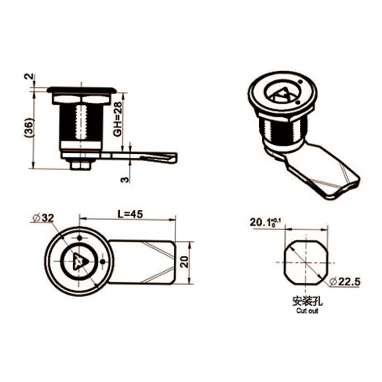 Tipo de Ferramenta Cam Lock-A6014