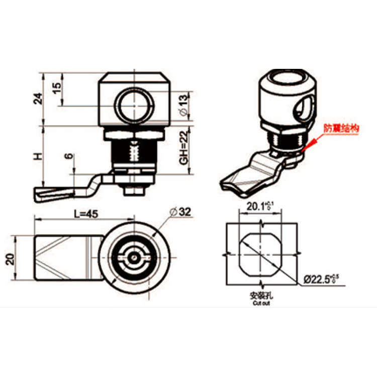 Ferramenta de cadeado Cam Lock-A6019