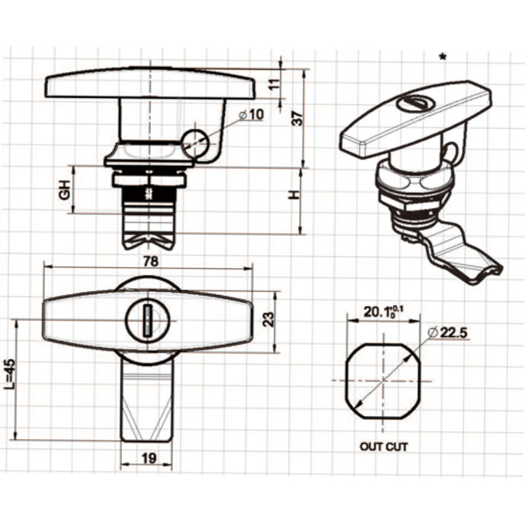 T Handlock Cam Lock-A6072