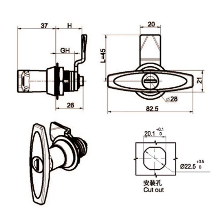T-Handle Cam Lock-A6096
