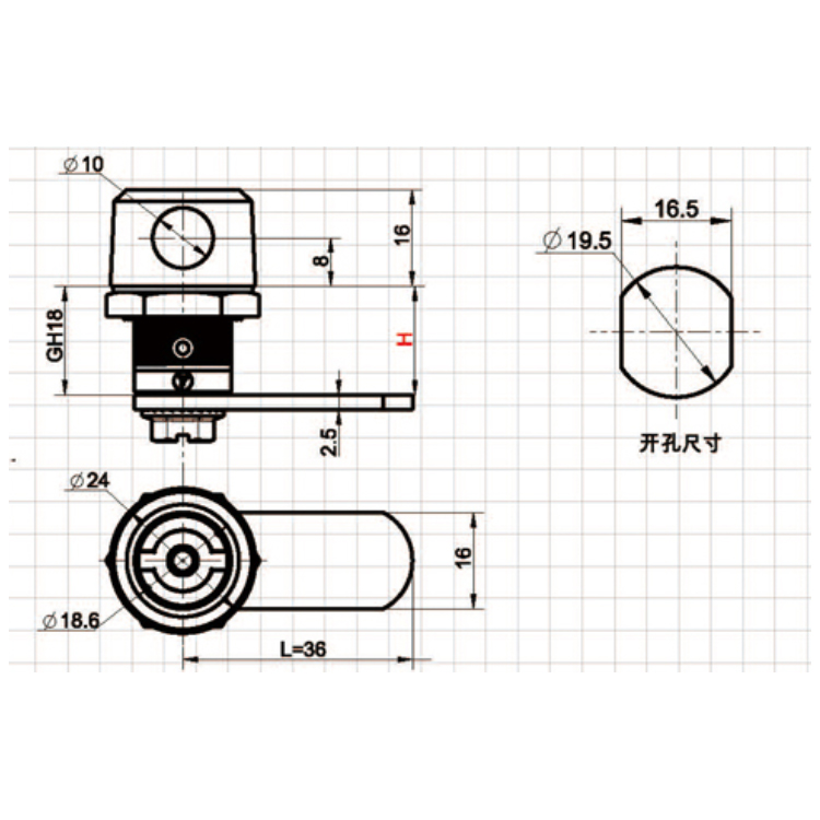 Tipo de ferramenta Cadeado Tipo Cam Lock-A6208-1